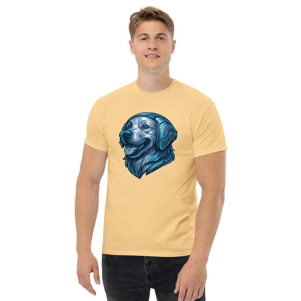 Golden Retriever in futuristic cyberpunk style with steel silver and electric blue - Image 7
