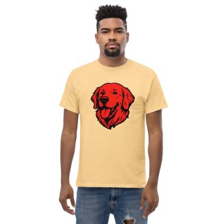 Golden Retriever in Pop Art style with Bright Red and Deep Black