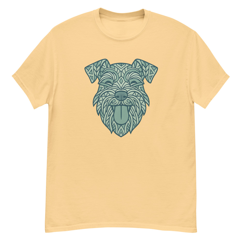 Miniature Schnauzer in tribal pattern with pastel greens and blues - Image 4