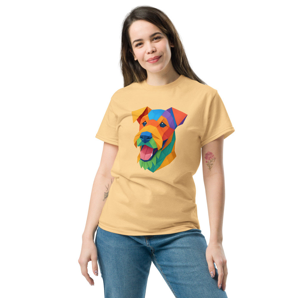 Airedale Terrier in origami paper style with bright colors