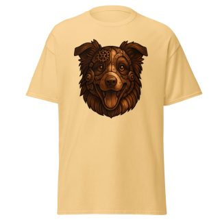 Border Collie in steampunk style with bronze and copper tones