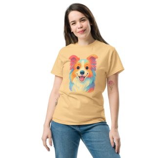 Border Collie in storybook pastel style with bright colors