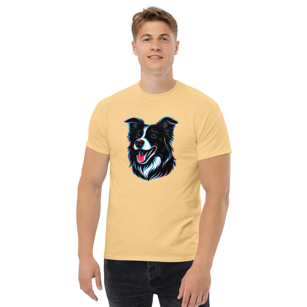 Border Collie in chromatic aberration style with neon edge colors - Image 4