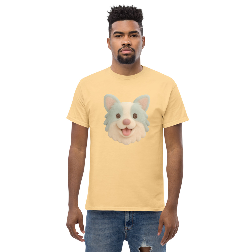 Border Collie in dollhouse style with soft pastel colors