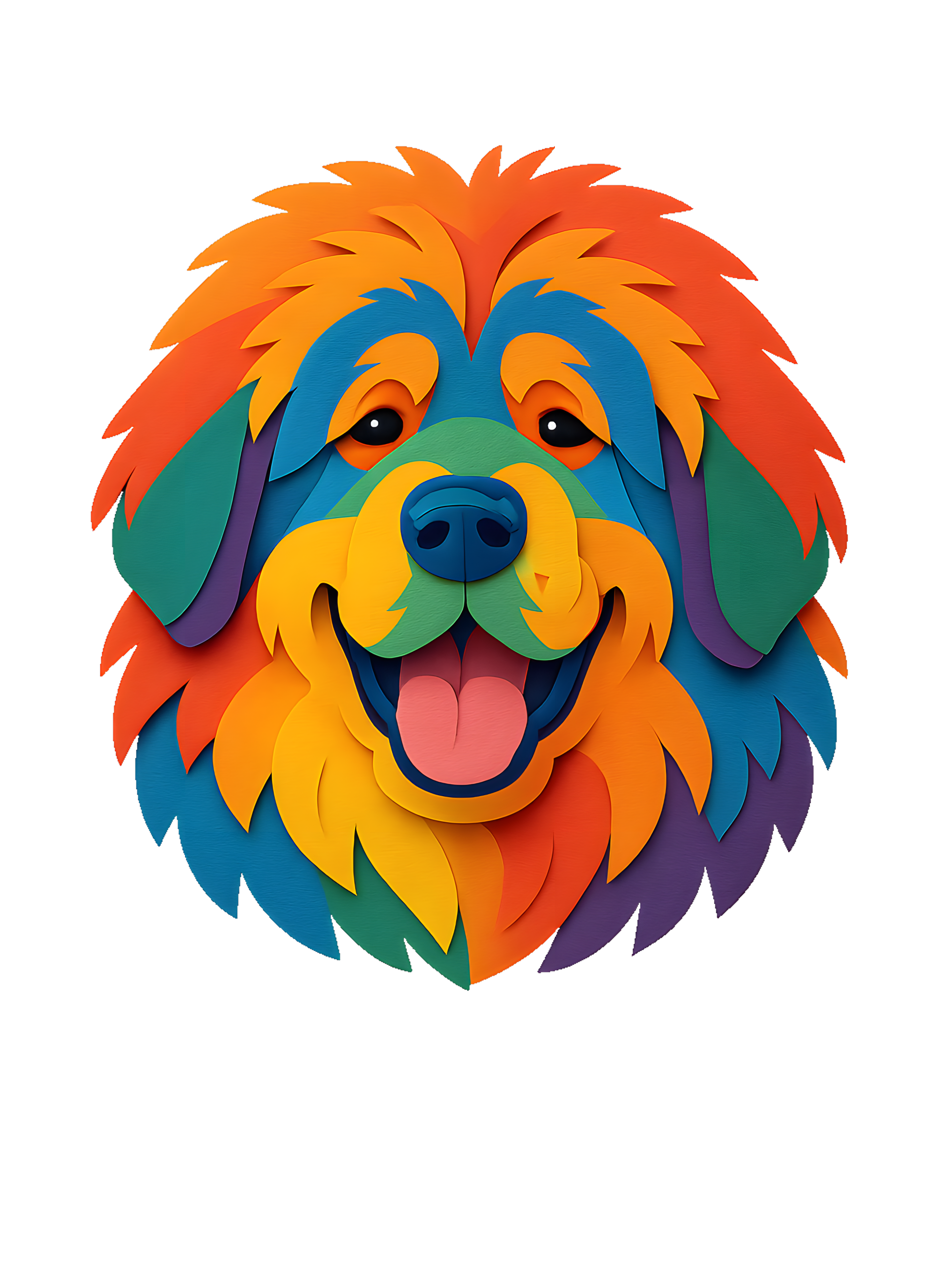 Tibetan Mastiff in paper cutout style with bright colors - Image 2