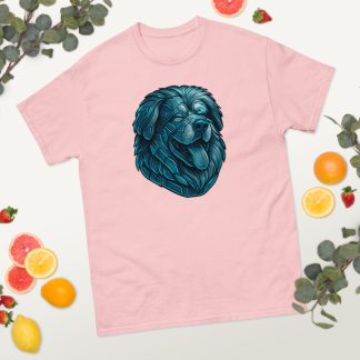 Tibetan Mastiff in futuristic cyberpunk style with steel silver and electric blue