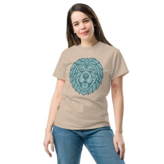 Tibetan Mastiff Tribal Pattern in Pastel Greens and Blues